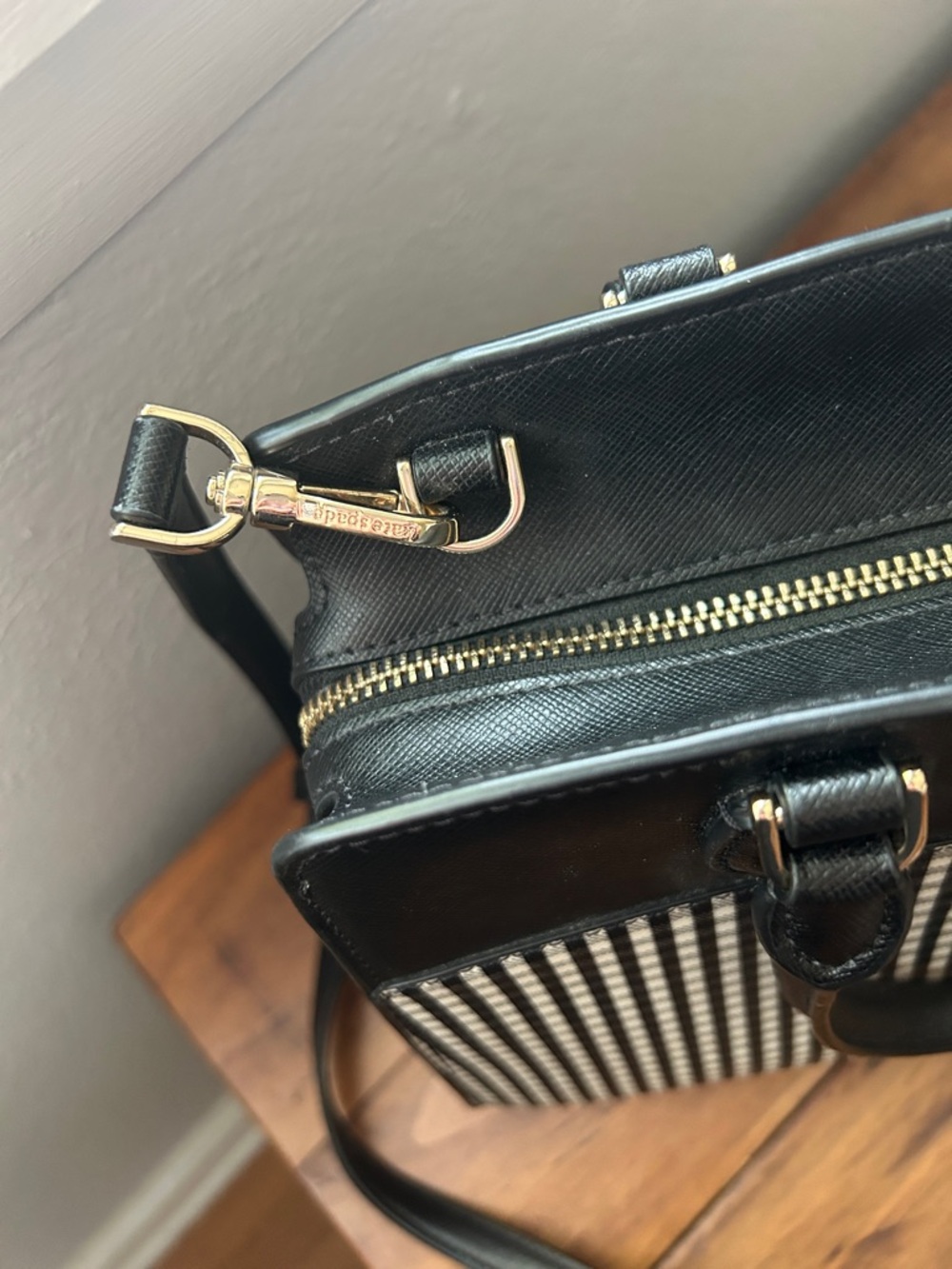 kate spade Madison Jazzy Black & White Gingham Tote Satchel crossbody bag - Picture 4 of 10
